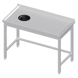 Arbeitstisch ohne Grundboden, 1300x600x850 mm, mit Abfallloch links, mit Aufkantung, verschweißt Produktbild