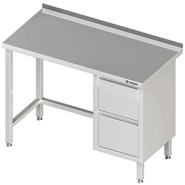 Arbeitstisch ohne Grundboden, 2300x700x850 mm, mit 2er Schubladenblock rechts, mit Aufkantung, verschweißt Produktbild