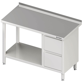 Arbeitstisch mit Grundboden, 2800x700x850 mm, mit 2er Schubladenblock rechts, mit Aufkantung, verschweißt Produktbild