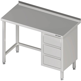 Arbeitstisch ohne Grundboden, 2300x700x850 mm, mit 3er Schubladenblock rechts, mit Aufkantung, verschweißt Produktbild