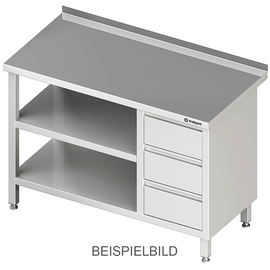 Arbeitstisch mit Grund- und Zwischenboden, 2000x700x850 mm, mit 3er Schubladenblock links, ohne Aufkantung, verschweißt Produktbild
