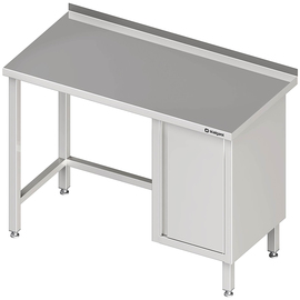 Arbeitstisch ohne Grundboden, 2700x600x850 mm, mit Flügeltürschrank rechts, mit Aufkantung, verschweißt Produktbild