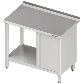 Arbeitstisch mit Grundboden, 2600x700x850 mm, mit Flügeltürschrank rechts, mit Aufkantung, verschweißt Produktbild