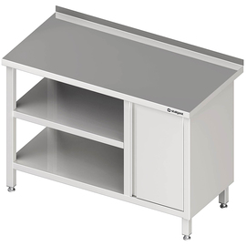 Arbeitstisch mit Grund- und Zwischenboden, 2000x700x850 mm, mit Flügeltürschrank rechts, mit Aufkantung, verschweißt Produktbild