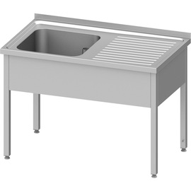 Spültisch ohne Grundboden 1000x600x850 mm, mit einem Becken links, mit Aufkantung, verschweißt Produktbild