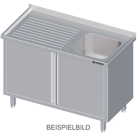 Spülschrank mit Flügeltüren 1200x700x850 mm, mit einem Becken links, mit Aufkantung, verschweißt Produktbild