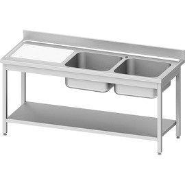 Spültisch ECO ST 63 Abtropffläche links | gerillt | 2 Becken | 1600 mm x 600 mm H 850 mm | Selbstmontage Produktbild