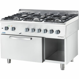 Gasherd ECO 6 Brenner mit Elektro-Heißluftofen (600 x 400 mm / GN 1/1) Serie 700 ND - G20, 6-Brenner (3x3,5 + 3x5 kW) Produktbild