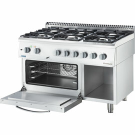 Gasherd ECO 6 Brenner mit Elektro-Heißluftofen (600 x 400 mm / GN 1/1) Serie 700 ND - G20, 6-Brenner (3x3,5 + 3x5 kW) Produktbild 3 S