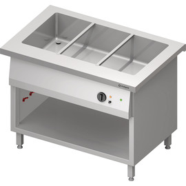 Bain-Marie-Station "Free Flow" mit einem Becken 3x GN1/1, 1132x750x880 mm Edelstahlabdeckung Produktbild