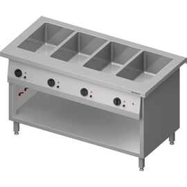 Bain-Marie-Station "Free Flow" 4x GN1/1-Becken, 1465x750x880 mm Edelstahlabdeckung Produktbild