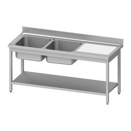 Spültisch ECO ST 63 Abtropffläche rechts | gerillt | 2 Becken | 1400 mm x 600 mm H 850 mm | Selbstmontage Produktbild