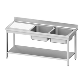 Spültisch ECO ST 63 Abtropffläche links | gerillt | 2 Becken | 1400 mm x 600 mm H 850 mm | Selbstmontage Produktbild