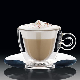 Cappuccinoglas 165 ml THERMIC GLASS doppelwandig mit Edelstahl-Untertasse Produktbild 1 S