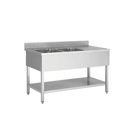 Spültisch rechts | gerillt | 2 Becken | 1400 mm x 700 mm H 950 mm | Selbstmontage Produktbild