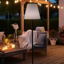 Outdoor-LED-Standleuchte STELLA schwarz mit Solarpanel Ø 350 mm H 1500 mm Produktbild 1 S