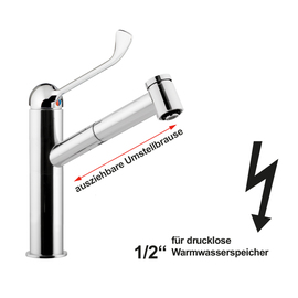 Spültischbatterie miro Niederdruck ausziehbar Ausladung 230 mm H 180 mm Produktbild