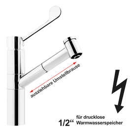 Spültischbatterie Hebelmischer Niederdruck Ausladung 200 mm H 180 mm Produktbild