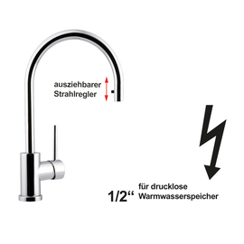 Spültischbatterie KARA Niederdruck schwenkbar 180° H 210 mm Produktbild