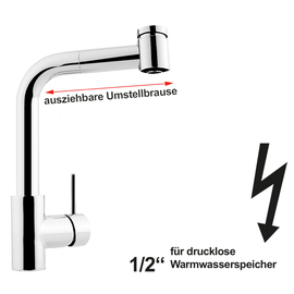 Spültischbatterie Hebelmischer Niederdruck Ausladung 200 mm H 270 mm Produktbild