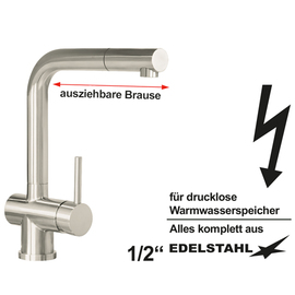 Hebelmischer lisa 1/2" mit ausziehbarer Brause für drucklose Speicher Produktbild