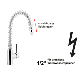 Spültischbatterie LARA drucklos ausziehbar Produktbild