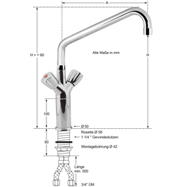 Säulen-Einlochbatterie 3/4" Ausladung 450 mm Auslaufhöhe 350 mm Produktbild 1 S