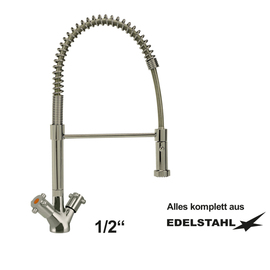 Geschirrbrause CLASSIC Edelstahl Zweigriffmischer H 480 mm Einloch Produktbild