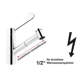 Spültischbatterie Hebelmischer Niederdruck Ausladung 200 mm H 130 mm Produktbild