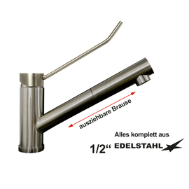 Spültischbatterie ERIX Edelstahl Hebelmischer druckfest Einloch Sockel 50 mm Produktbild