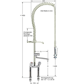 Geschirrspülbrause 1/2" Zweiloch | Auslaufhöhe 210 mm Produktbild 1 S