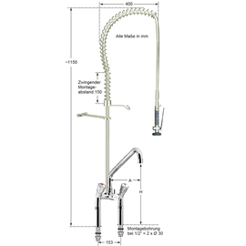 Geschirrspülbrausegarnitur 1/2" Zweiloch Zweigriffmischer | Auslaufhöhe 350 mm Produktbild 1 S