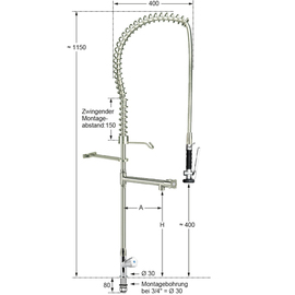 Geschirrspülbrause 1/2" Einloch Ausladung 300 mm H 1150 mm Produktbild 1 S