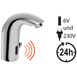 Sensor-Einlochbatterie 1/2" Ausladung 140 mm Auslaufhöhe 120 mm 24-h-Zwangsspülung Netzbetrieb Produktbild