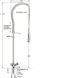 Vorspülbrause praktic 1/2" Einloch Zweigriffmischer Produktbild 1 S