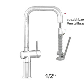 Handspülbrause VARIO 1/2" Hebelmischer | grau mit C-Auslauf gerade Produktbild