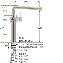 Säulenbatterie optemu 1/2" A 300 mm Produktbild 1 S