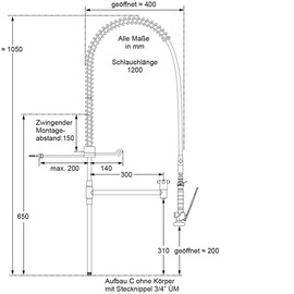 Vorspülbrause topstar 1/2" Einloch Zweigriffmischer Produktbild 1 S