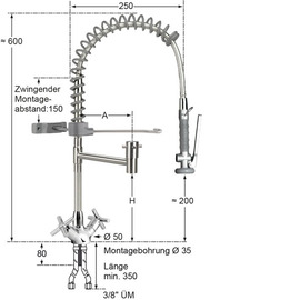 Handspülbrause ecotop 1/2" Zweigriffmischer | grau mit Federhalter Produktbild 1 S