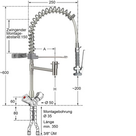 Handspülbrause ecotop 1/2" Zweigriffmischer | grau Produktbild 1 S