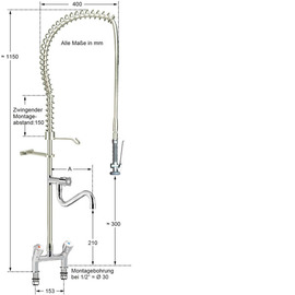Vorspülbrause praxitop 1/2" Zweigriffmischer Pentachrom-Metallgriff Produktbild 1 S