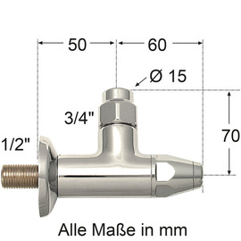 Eckventil 1/2" Abgangsgewinde 3/4" x Ø 10 mm Produktbild 1 S
