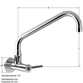 Wandventil silver 1/2" C-Auslauf schräg A 200 mm Produktbild 1 S