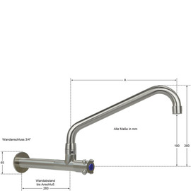 Wandventil clasix 3/4" C-Auslauf schräg Wandverlängerung L 210 mm A 300 mm Produktbild 1 S