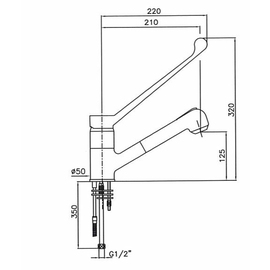 Einloch-Hebelmischer STYL 1/2" Ausladung 210 mm Auslaufhöhe 125 mm Handbrause Produktbild 1 S