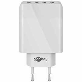 USB-Ladegerät 3A (30W) weiss mit 4-fach USB 2.0 Anschluss 5V DC Produktbild