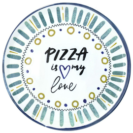 Pizzateller Schriftzug "Pizza is my love" | Porzellan Ø 330 mm Produktbild