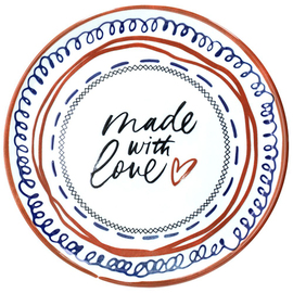 Pizzateller Schriftzug "made with love" | Porzellan Ø 330 mm Produktbild