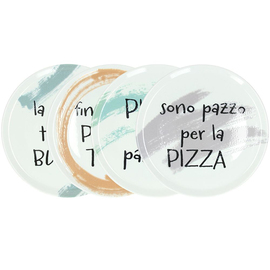 Pizzateller Set CINZIA FRASI ASSORTITE  | Porzellan 4-teilig Ø 330 mm Produktbild