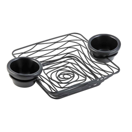 Tischkorb quadratisch mit integrierten Schalenhaltern Stahl schwarz Produktbild
